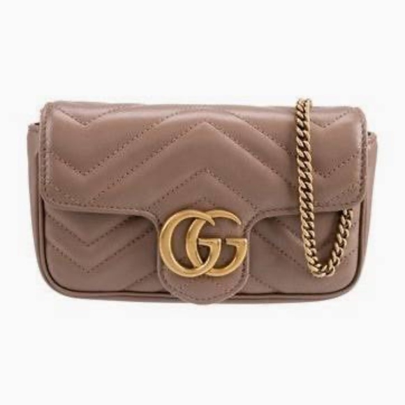 Gucci Marmont Super Mini Crossbody Taupe - Picture 1 of 3